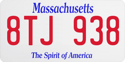 MA license plate 8TJ938