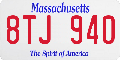 MA license plate 8TJ940