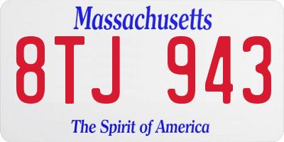 MA license plate 8TJ943