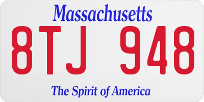 MA license plate 8TJ948