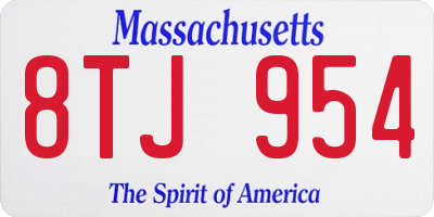 MA license plate 8TJ954