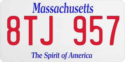 MA license plate 8TJ957