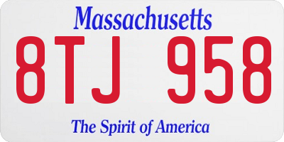 MA license plate 8TJ958