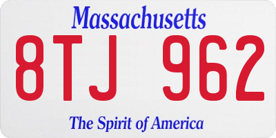 MA license plate 8TJ962