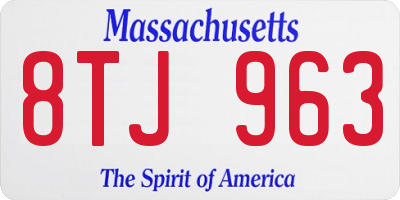 MA license plate 8TJ963