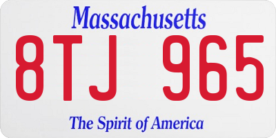 MA license plate 8TJ965
