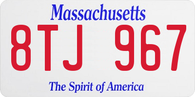 MA license plate 8TJ967
