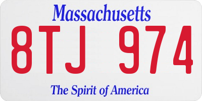 MA license plate 8TJ974