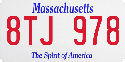 MA license plate 8TJ978