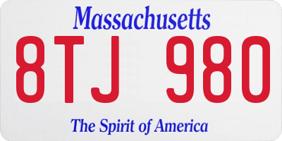 MA license plate 8TJ980