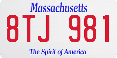 MA license plate 8TJ981