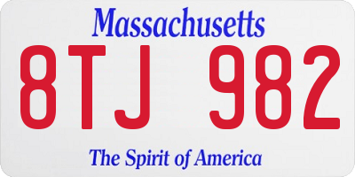 MA license plate 8TJ982