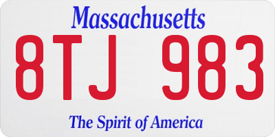 MA license plate 8TJ983