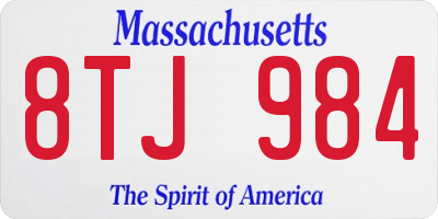 MA license plate 8TJ984