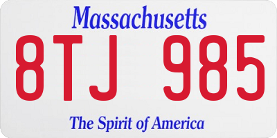 MA license plate 8TJ985