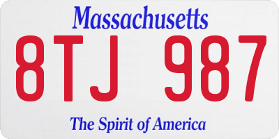 MA license plate 8TJ987