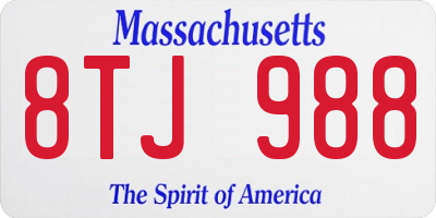 MA license plate 8TJ988