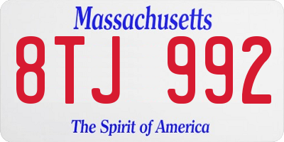 MA license plate 8TJ992