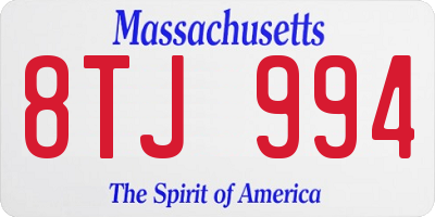 MA license plate 8TJ994