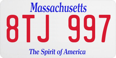 MA license plate 8TJ997