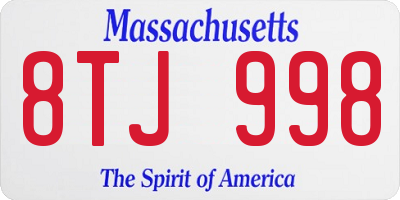 MA license plate 8TJ998