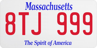 MA license plate 8TJ999