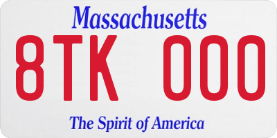 MA license plate 8TK000