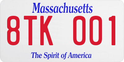 MA license plate 8TK001