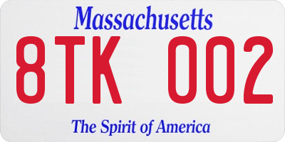 MA license plate 8TK002