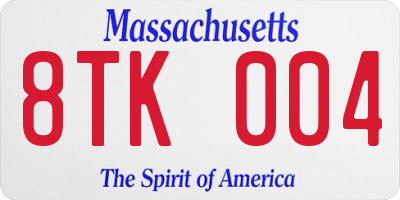 MA license plate 8TK004