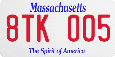 MA license plate 8TK005