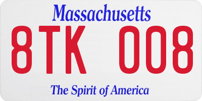 MA license plate 8TK008