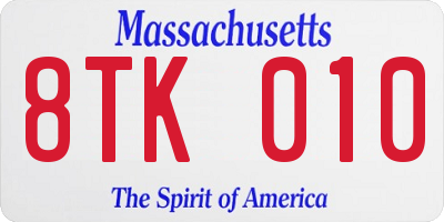 MA license plate 8TK010