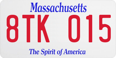 MA license plate 8TK015