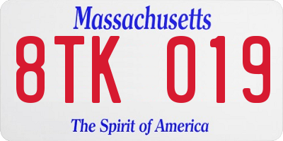 MA license plate 8TK019