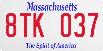 MA license plate 8TK037