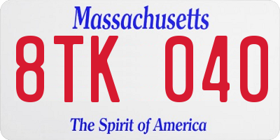 MA license plate 8TK040
