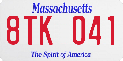 MA license plate 8TK041
