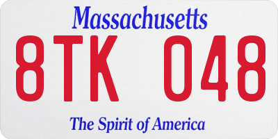 MA license plate 8TK048