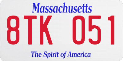 MA license plate 8TK051