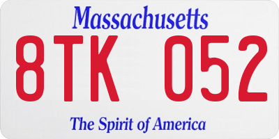 MA license plate 8TK052