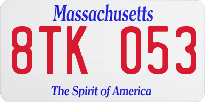 MA license plate 8TK053