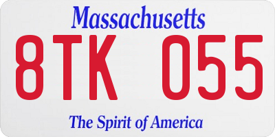 MA license plate 8TK055