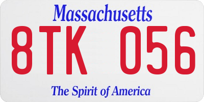 MA license plate 8TK056