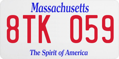 MA license plate 8TK059