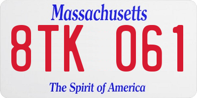 MA license plate 8TK061