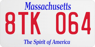 MA license plate 8TK064