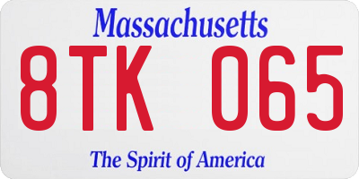 MA license plate 8TK065