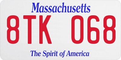 MA license plate 8TK068