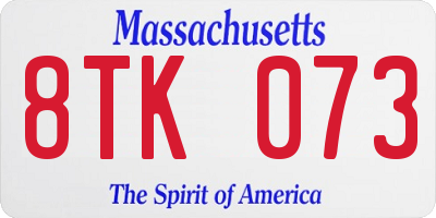 MA license plate 8TK073
